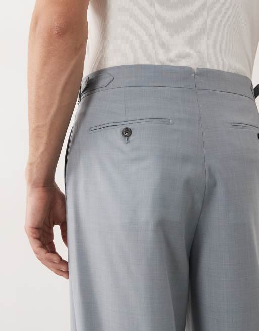 ASOS DESIGN - Pantaloni da abito premium comodi affusolati in lino e lana azzurri, 5 di 9