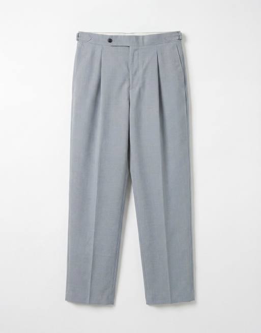 ASOS DESIGN - Pantaloni da abito premium comodi affusolati in lino e lana azzurri, 6 di 9