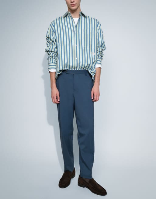 ASOS DESIGN pantaloni da abito relaxed affusolati blu scuro, 4 di 5