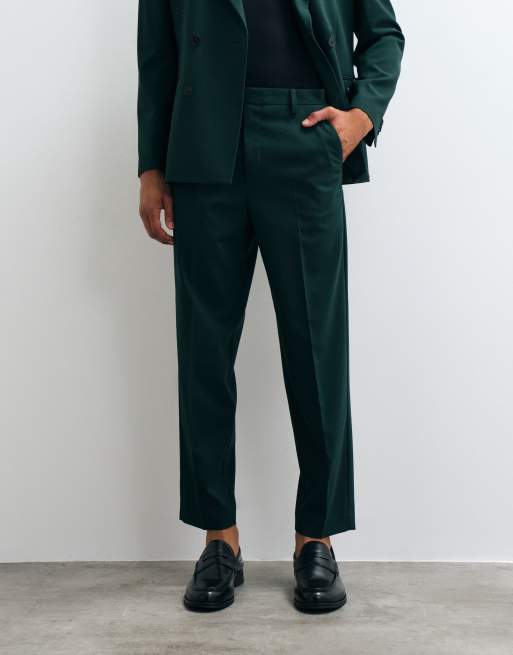 ASOS DESIGN pantaloni da abito relaxed tapered fit verde scuro, 2 di 5