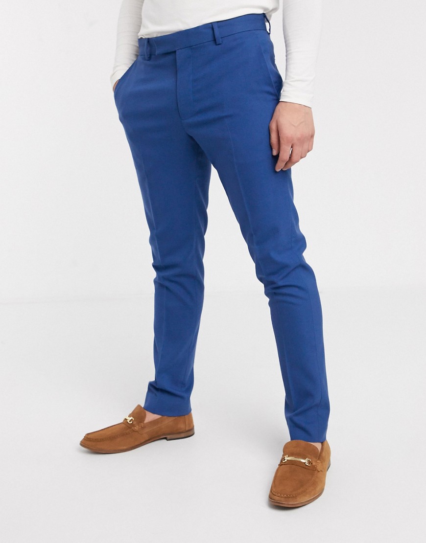 ASOS DESIGN - Pantaloni da abito skinny blu fiordaliso