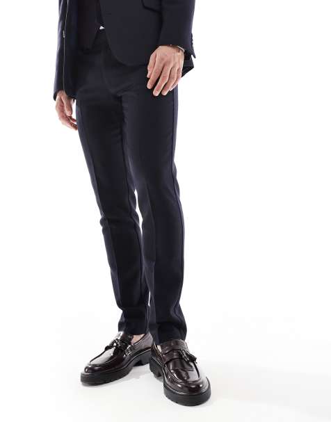 ASOS DESIGN - Pantaloni da abito skinny blu navy in misto lana - view 1