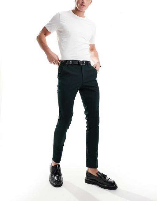 ASOS DESIGN - Pantaloni da abito skinny color verde bosco