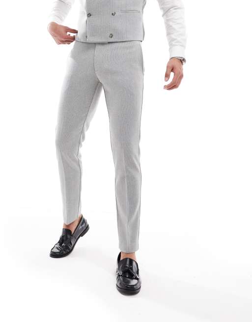 ASOS DESIGN - Pantaloni da abito skinny grigi in misto lana, 2 di 5