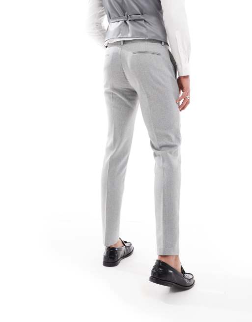 ASOS DESIGN - Pantaloni da abito skinny grigi in misto lana, 4 di 5