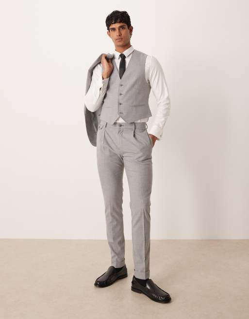 ASOS DESIGN - Abito skinny in flanella grigio con motivo a spina di pesce, 2 di 4