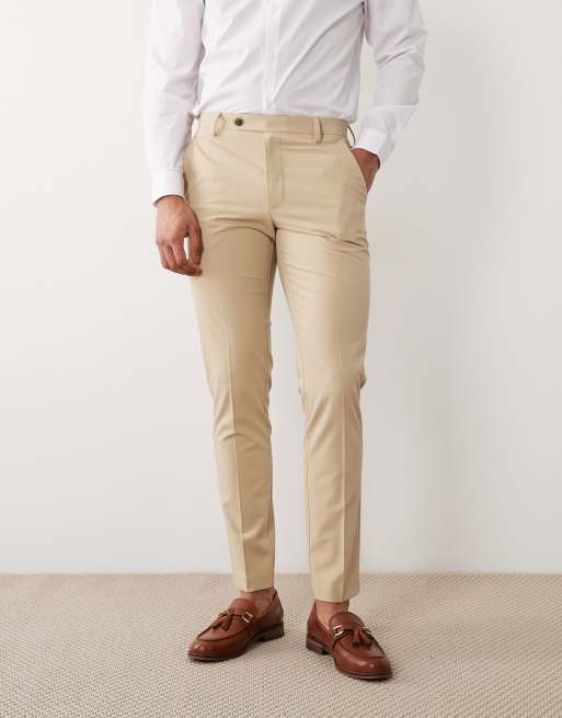 ASOS DESIGN - Pantaloni da abito skinny in twill color pietra, 2 di 5
