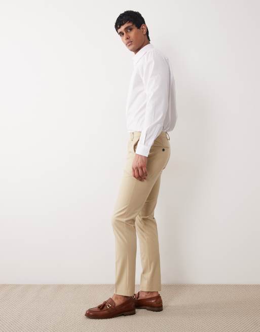 ASOS DESIGN - Pantaloni da abito skinny in twill color pietra, 3 di 5