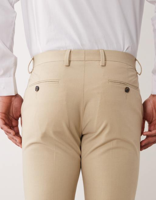 ASOS DESIGN - Pantaloni da abito skinny in twill color pietra, 4 di 5
