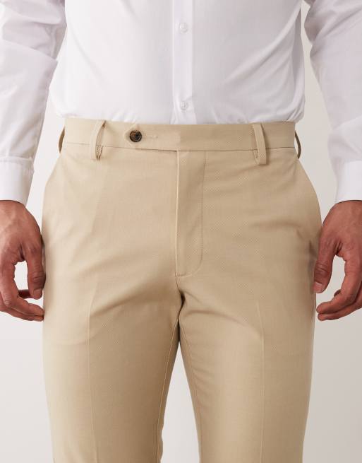ASOS DESIGN - Pantaloni da abito skinny in twill color pietra, 5 di 5