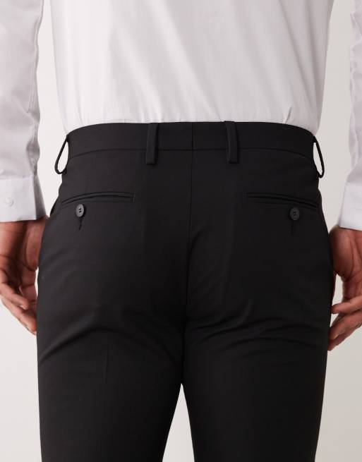 ASOS DESIGN - Pantaloni da abito skinny in twill nero, 4 di 5