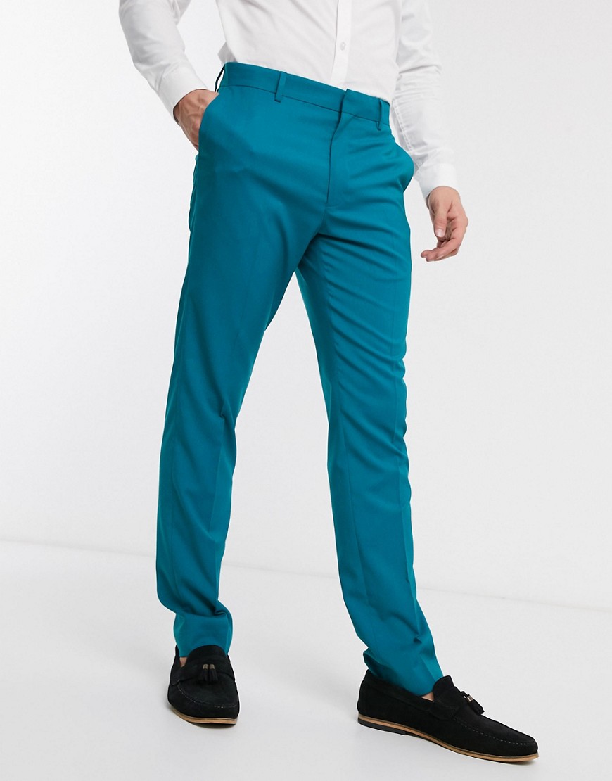 ASOS DESIGN - Pantaloni da abito skinny verde-azzurro-Blu