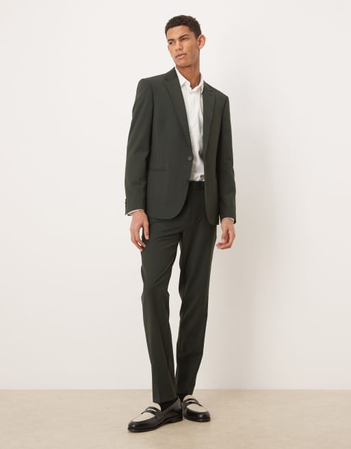 ASOS DESIGN - Abito skinny verde scuro in lana lavabile, 3 di 3