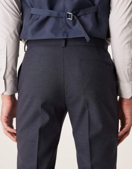 ASOS DESIGN - Pantaloni da abito slim blu navy microtesturizzati, 4 di 5