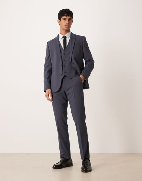 ASOS DESIGN - Pantaloni da abito slim blu navy - view 1