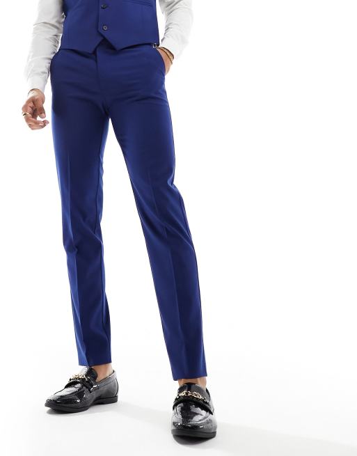 CerbeShops DESIGN - Pantaloni da abito slim blu scuro