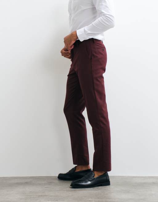 ASOS DESIGN - Pantaloni da abito slim bordeaux, 5 di 5