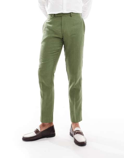 ASOS DESIGN - Pantaloni da abito slim color verde scuro con motivo a spina di pesce - view 1