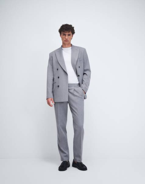 ASOS DESIGN - Pantaloni da abito slim in tweed di misto lana blu - view 1