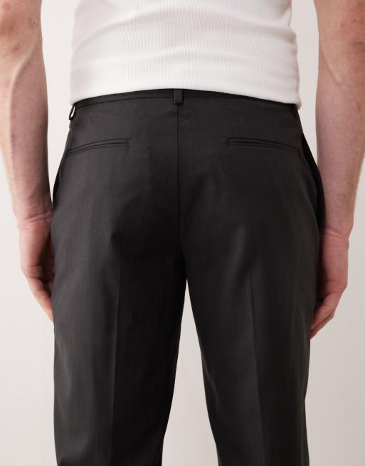 ASOS DESIGN - Pantaloni da abito slim neri a righe sottili, 5 di 5