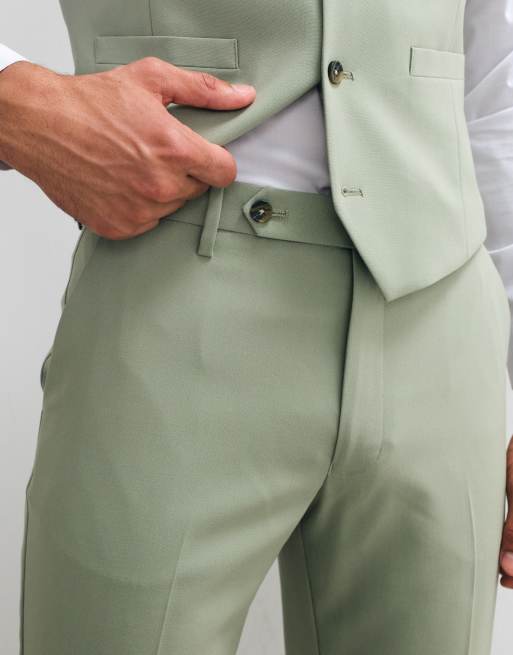 ASOS DESIGN - Pantaloni da abito slim verde salvia, 2 di 5