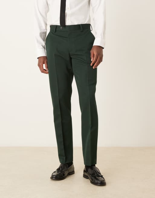 ASOS DESIGN - Pantaloni da abito slim verde scuro con dettaglio a portafoglio, 2 di 5