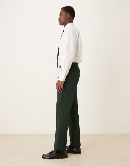 ASOS DESIGN - Pantaloni da abito slim verde scuro con dettaglio a portafoglio, 3 di 5