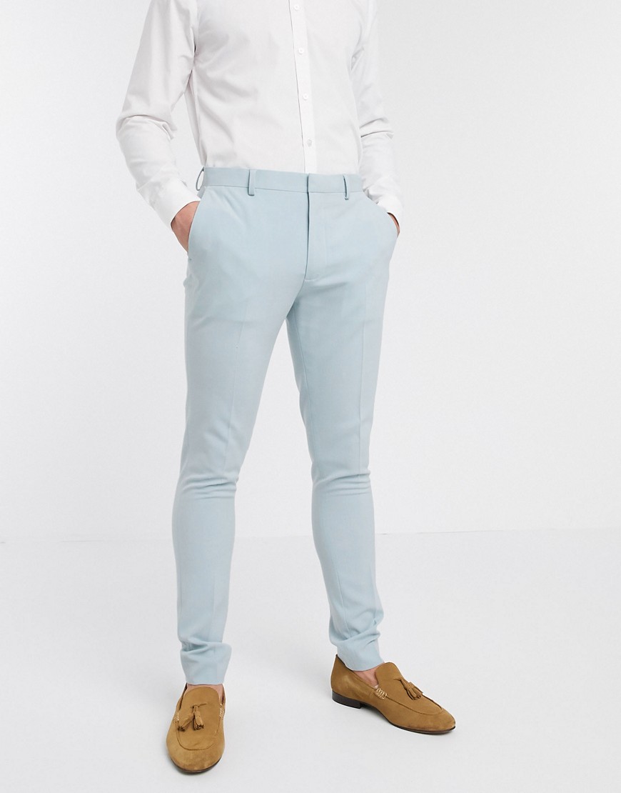 ASOS DESIGN - Pantaloni da abito super skinny da matrimonio azzurro pastello-Blu