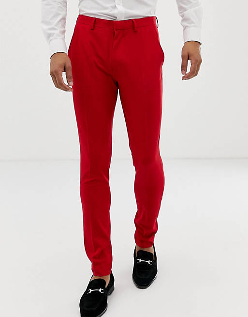 Asos Uomo Abbigliamento Pantaloni e jeans Pantaloni Pantaloni slim & skinny Pantaloni da abito super skinny rossi 