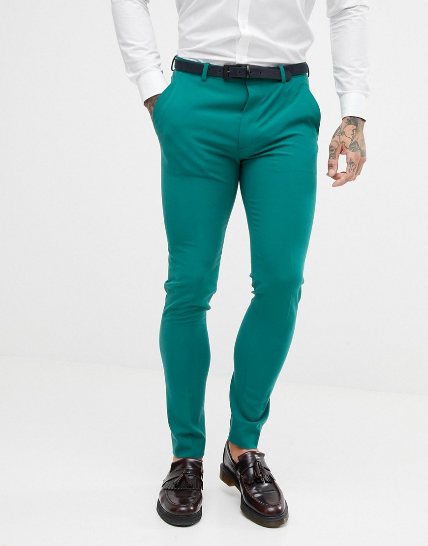 ASOS DESIGN - Pantaloni da abito super skinny verdi-Verde