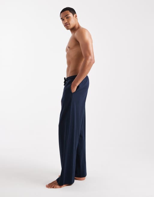 ASOS DESIGN - Pantaloni da casa a fondo ampio blu navy, 4 di 4