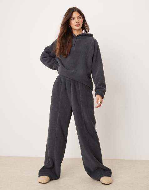 ASOS DESIGN - Pantaloni da casa a fondo ampio in micropile grigio acciaio - view 1