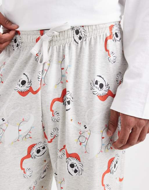 ASOS DESIGN - Pantaloni da casa blu con stampa Disney natalizia di Nightmare Before Christmas, 4 di 4