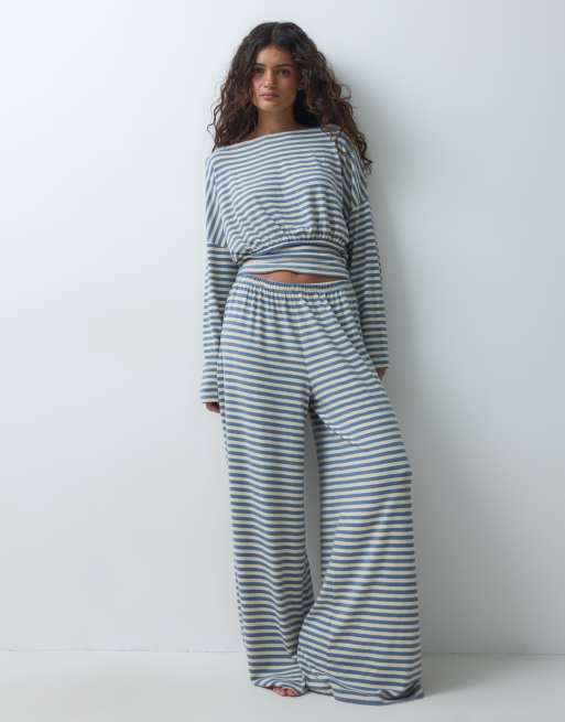 ASOS DESIGN - Mix & Match - Completo da casa extra largo blu e giallo a righe, 3 di 3