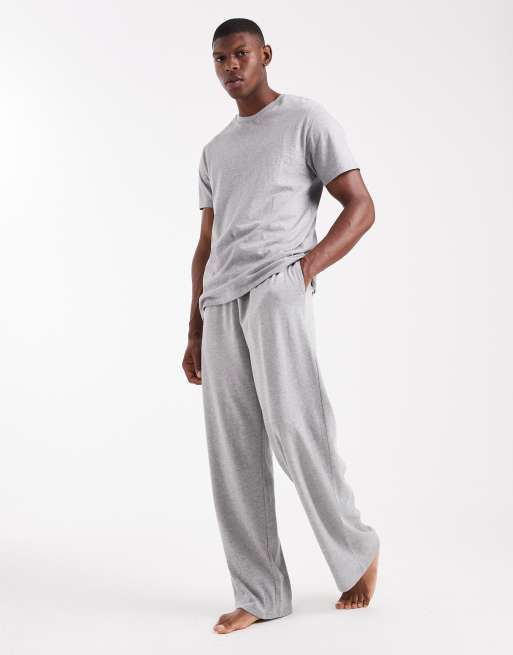ASOS DESIGN - Pantaloni da casa pesanti a fondo ampio grigio mélange, 2 di 4