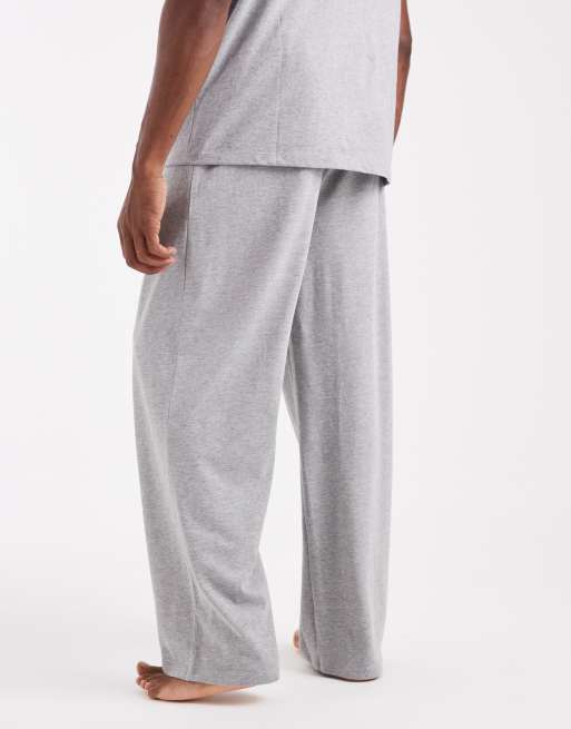 ASOS DESIGN - Pantaloni da casa pesanti a fondo ampio grigio mélange, 3 di 4