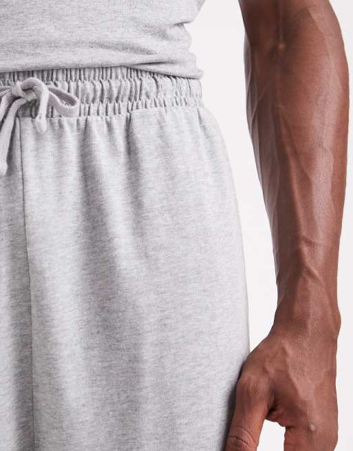 ASOS DESIGN - Pantaloni da casa pesanti a fondo ampio grigio mélange, 4 di 4