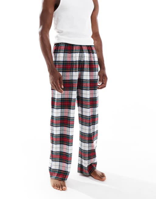 ASOS DESIGN - Pantaloni da casa rossi a quadri scozzesi in tessuto spazzolato, 2 di 4