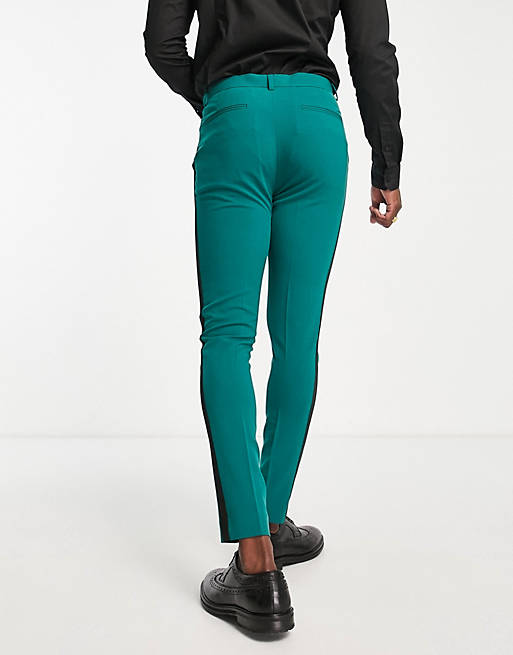 Pantaloni da abito slim tinta unita verde-azzurro Asos Uomo Abbigliamento Pantaloni e jeans Pantaloni Pantaloni slim & skinny 