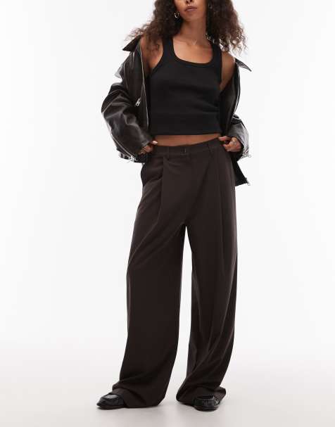 ASOS DESIGN - Pantaloni dad a fondo ampio sartoriali color cioccolato - view 1