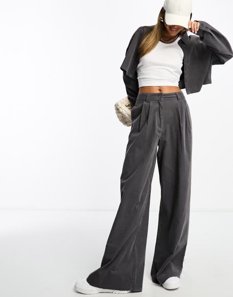 ASOS DESIGN - Pantaloni dad fit grigi in velluto a coste in coordinato - view 1