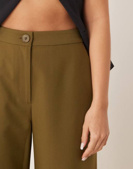 ASOS DESIGN - Pantaloni dritti comodi sartoriali verde oliva, 3 di 5
