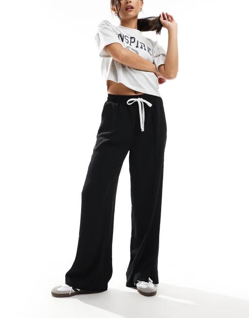 ASOS DESIGN - Pantaloni dritti con allacciatura a contrasto