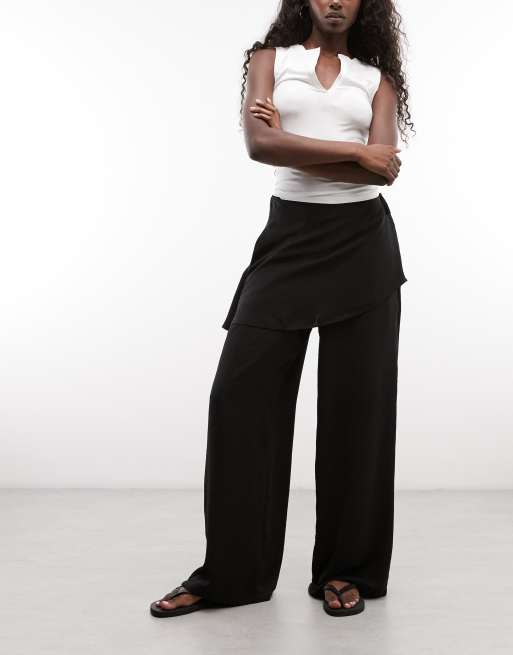 ASOS DESIGN pantaloni dritti con dettaglio gonna neri, 1 di 5