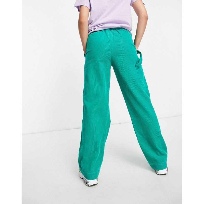 Pantaloni e leggings Pantaloni con fondo ampio DESIGN - Pantaloni dritti easy-on verdi a coste