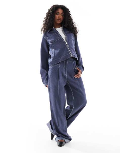 ASOS DESIGN - Pantaloni dritti effetto denim in coordinato - view 1