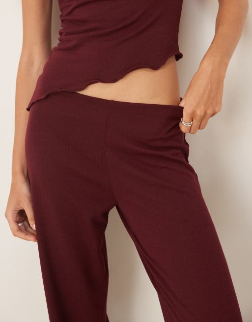 ASOS DESIGN - Pantaloni dritti effetto maglia bordeaux in coordinato, 4 di 5
