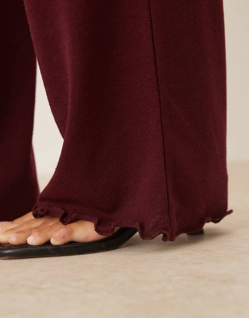 ASOS DESIGN - Pantaloni dritti effetto maglia bordeaux in coordinato, 5 di 5