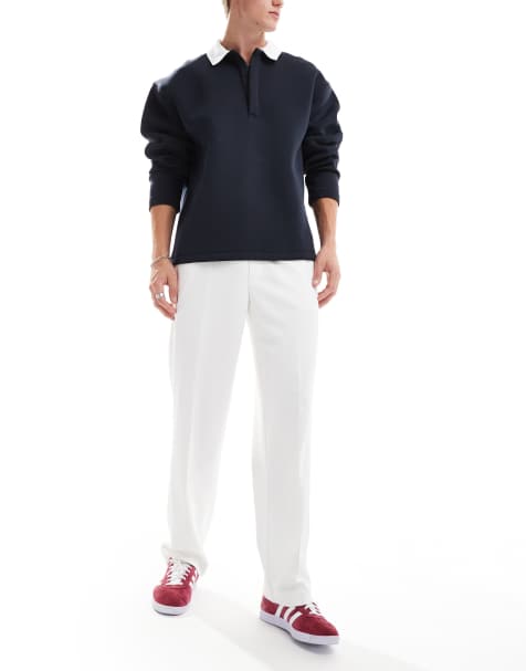 ASOS DESIGN - Pantaloni dritti eleganti bianchi testurizzati elasticizzati in vita - view 1