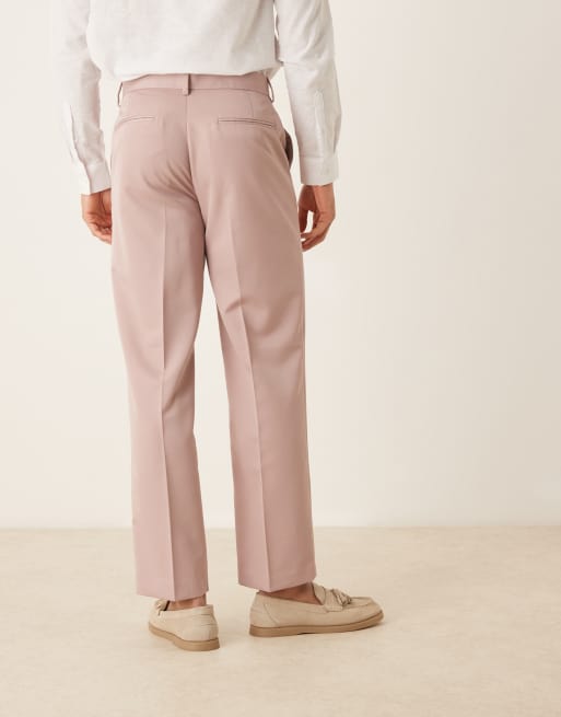 ASOS DESIGN - Pantaloni dritti eleganti color rosa polvere, 3 di 5